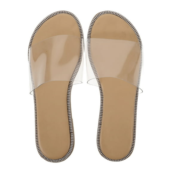 SEWCHICS 1 Pair of Women's Clear Flat Sandals Transparent Suede Simple Design Comfortable Walking
