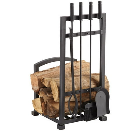 Pleasant Hearth 4 Piece Harper Fireplace Toolset With Log Holder