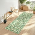 thumbnail image 4 of Garvee 2'x6' Modern Floral Print Runner Rug Boho Rugs, Non-Slip Washable Rug Stain Resistant Low Pile Indoor Carpet for Hallway Bedroom Home Decor, Green, 4 of 8