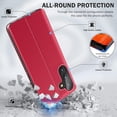 thumbnail image 4 of Phone Case for Samsung Galaxy A14 Case, Smart Clear View Window Luxury Slim Mirror for Galaxy A14 Case with Kickstand, Leather Hard PC Flip Shockproof Protective Cover Samsung A14 5G Case, Red, 4 of 14