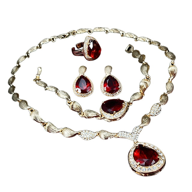 Conjuntos De Joyería Para Mujer, Conjunto De Joyería Para Mujer, Colgante De Diamantes De Imitación, Decoración De Chapado, Collar, Pendientes, Anillo, Pulsera,