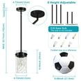 thumbnail image 2 of Deyidn 5-inch Black Modern Pendant Light with Glass Shade, Height Adjustable Hanging Fixture for Kitchen Island, Dining Table, Entryway, Foyer, 2 of 11