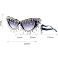 thumbnail image 5 of Vintage Cat Eye Tassel Rhinestones Sunglasses Women Crystal Tassels Sun Glasses Unique bling bling Diamond Eyeglasses, 5 of 9