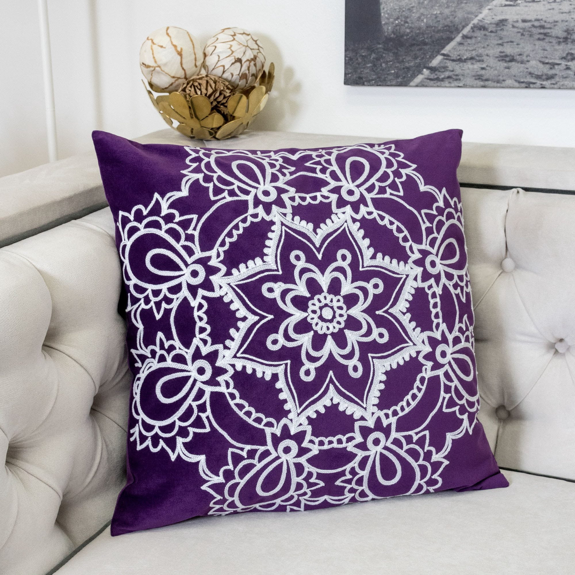 Raelynn Purple Abstract Polyester 20 in. x 20 in. Throw Pillow (Set of 2)