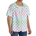 thumbnail image 2 of Sikiie Colorful Checkerboard Men's Wrinkle Free Untucked Cuban Shirt Business Casual Button Down Shirts Short Sleeve ShirtMedium, 2 of 5