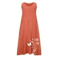 thumbnail image 5 of Casual Dresses for Women Fashion Solid Color Sleeveless Round Neck Pocket Dress Skirt A-Line Casual Loose T-Shirt Beach Sundress Watermelon Red (Size:S-5XL), 5 of 5