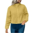 thumbnail image 3 of Horkkom Winter Coats for Women Fuzzy Fleece Jacket Full Zipper Cropped Coat Solid Color Casual Coat Long Sleeve Warm Outwear with Pockets, 3 of 5