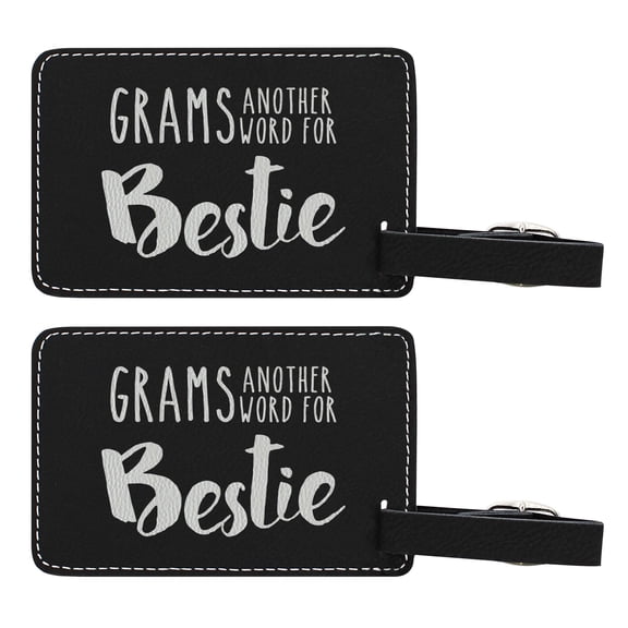 ThisWear Gifts for Grams Another Word for Bestie 2-pack Laser Engraved Leatherette Luggage Tags Black