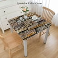 thumbnail image 2 of HAOXIT Decorative Elastic Edged Square Fitted , Brick Slate Wall Polyester Indoor Outdoor Fitted Tablecover for Folding Table Picnic Birthday Camping Garden Banquet Fit Square Table 60''x60'', 2 of 7