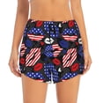 thumbnail image 2 of Pofeuu American With Lips Print Women's Athletic Shorts Running Workout Shorts Tummy Control Quick Dry Gym Shorts with Pockets Double layer sports shorts-X-Large, 2 of 7