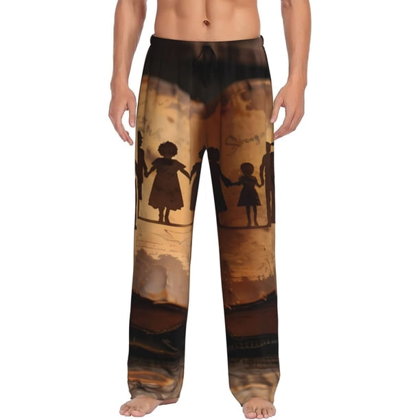 Fotbe Vintage Family History Book Pantalones de Pijama para Hombre, Pantalones de Dormir, Pantalones de Casa con Cintura Ajustable y Bolsillos-X-Large