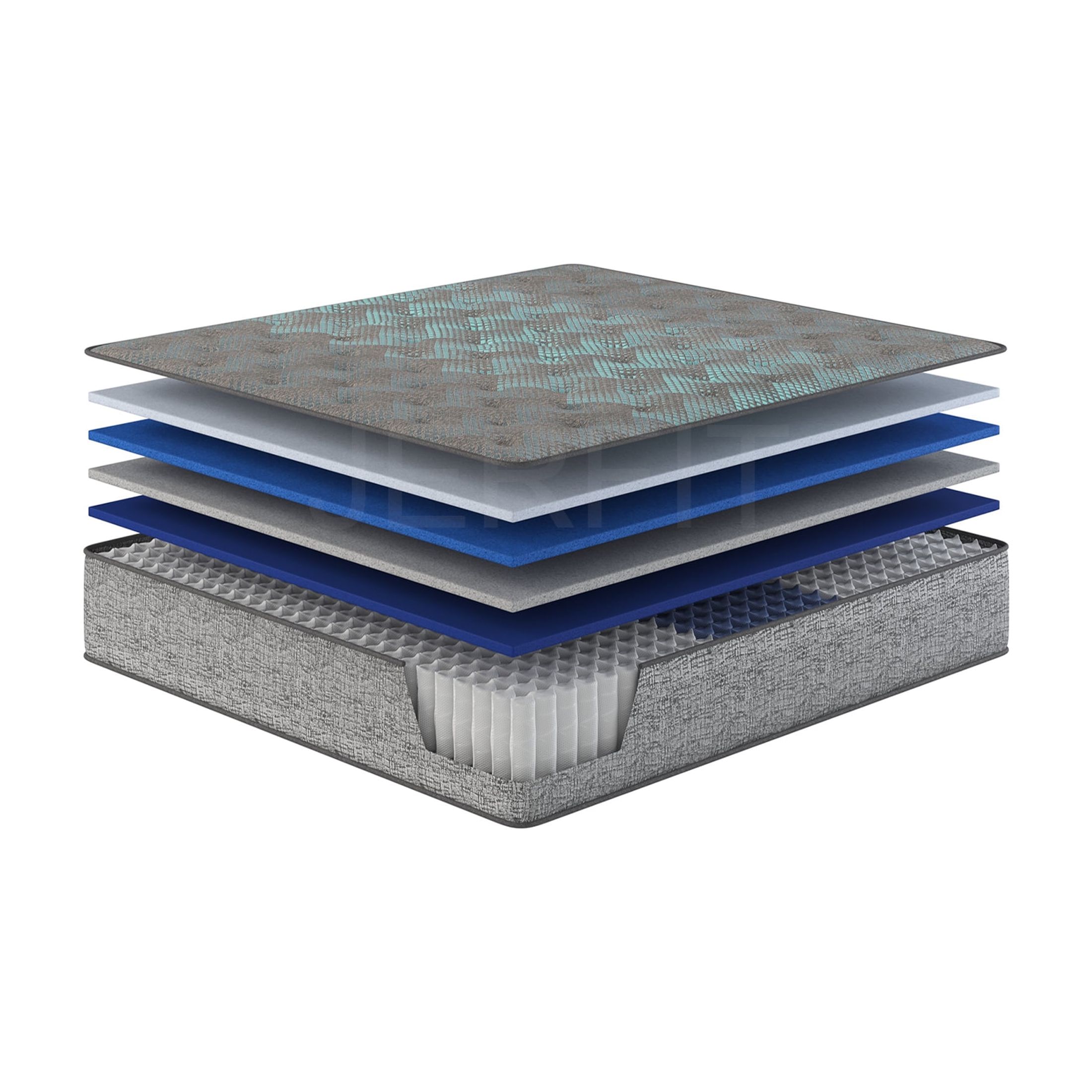 JERFIT 13" King Hybrid Mattress, Plush Feel with Cooling Gel Foam Pocket Coils, Edge Support, Pressure Relief, Grey Blue
