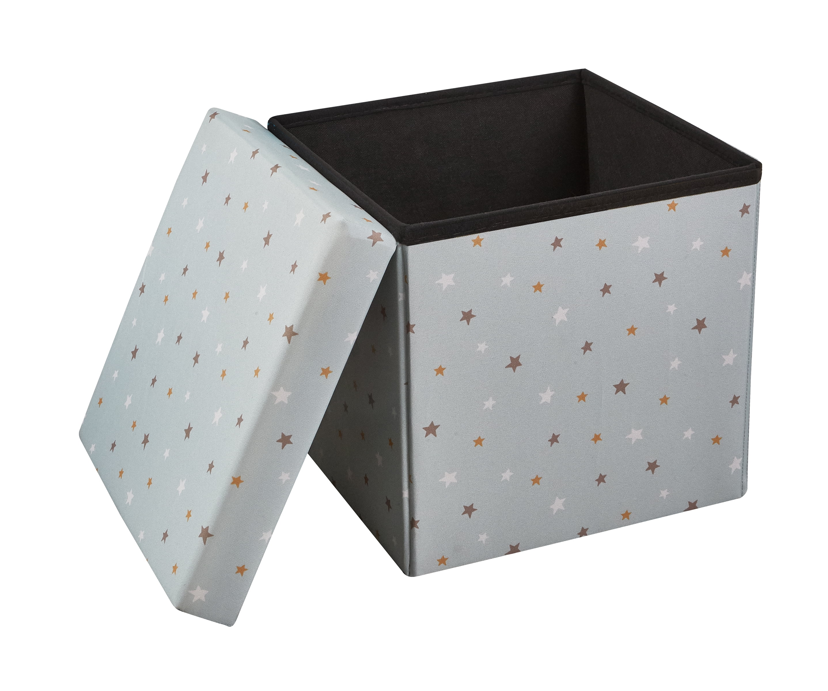 Kvell Kids Stars Design 15 x 15 Inch Collapsible Toy Storage Bin with Removable Lid