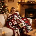 thumbnail image 5 of Christmas Blanket 27-80in Blue Cozy Flannel Soft Warm Throw for Bed Sofa Winter Home Decor by OVFUIZ, 5 of 9