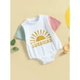 thumbnail image 3 of Wassery Infant Baby Girls Boys Casual Rompers Sun Letter Print Short Sleeve Crew Neck Jumpsuit Newborn Summer Unisex Bodysuits 0-24M, 3 of 9