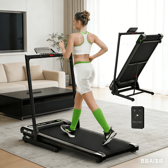 Akluer Incline Walking Pad with Handle for Home Office, 2.5HP Under Desk Treadmill, LED Screen & Remote Control, 330lbs Max Capacity, Easy Assembly,Foldable Space Save Design,480L-B