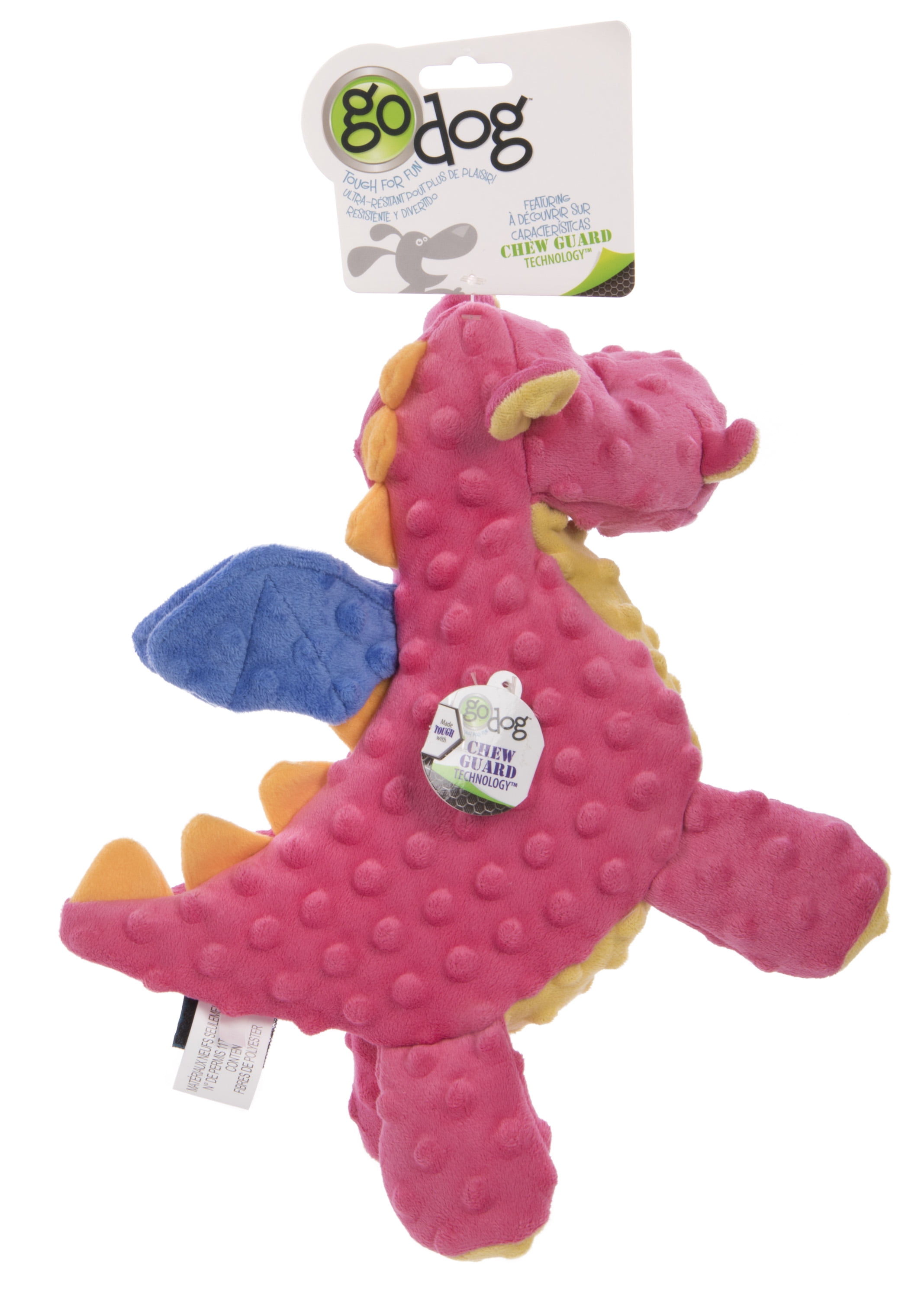 goDog Dragon Plush Toy Bundle for Dogs with Chew Guard Technology for Stronger & Longer Play, Tough & Durable, Built-In Squeaker, Variety Pack, 2-Pieces