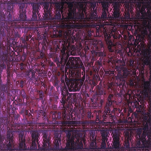 Ahgly Company Indoor Square Persian Purple Traditional Area Rugs, 4' Square