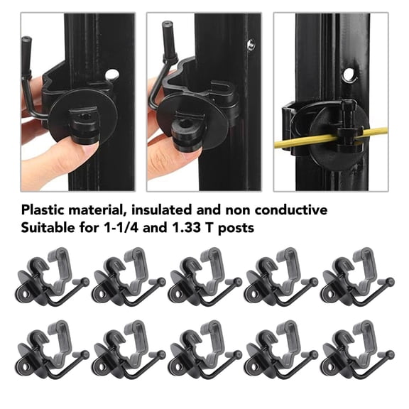 25Pcs T Post Insulators For Electric Fence, Plastic Pinlock Wire Holding Clips For Farm And Garden Fences