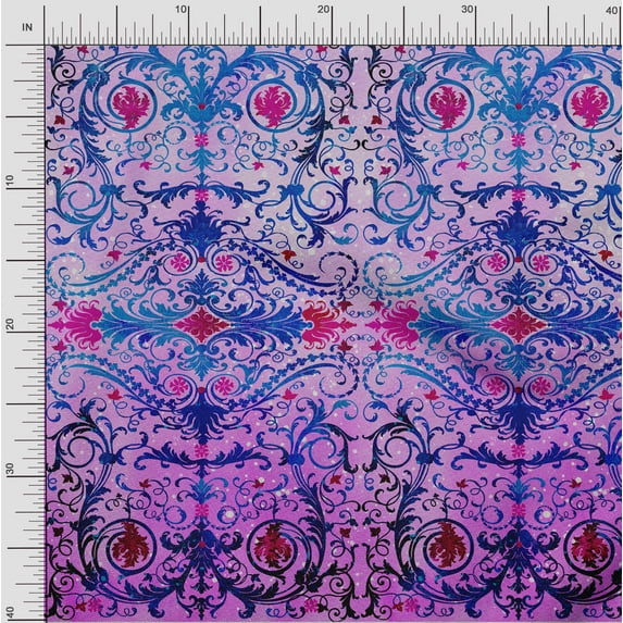 oneOone Silk Tabby Fabric Dot|Swirl & Floral Panel Print Sewing Fabric BTY 42 Inch Wide