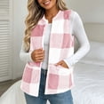 thumbnail image 7 of cocolona Womens Fleece Vest Crew Neck Open Front Sleeveless Jacket Fall Winter Loose Casual Plaid Outerwear, 7 of 7