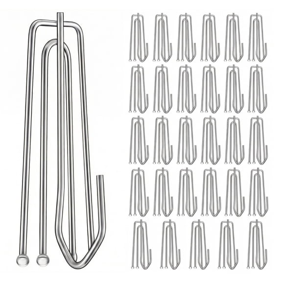 30PC Stainless Steel Curtain Pleat Hooks Drapery Hook Pin Pleated Drapes 4 Prongs Pinch Clips Traverse Pleater End Hangers Window Door Bathroom