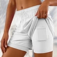 thumbnail image 2 of COMVALUE Women Athletic Shorts 2 in 1 Elastic Waist Pockets Biker Ball Games Running Sports Summer Outfits (White, M), 2 of 9