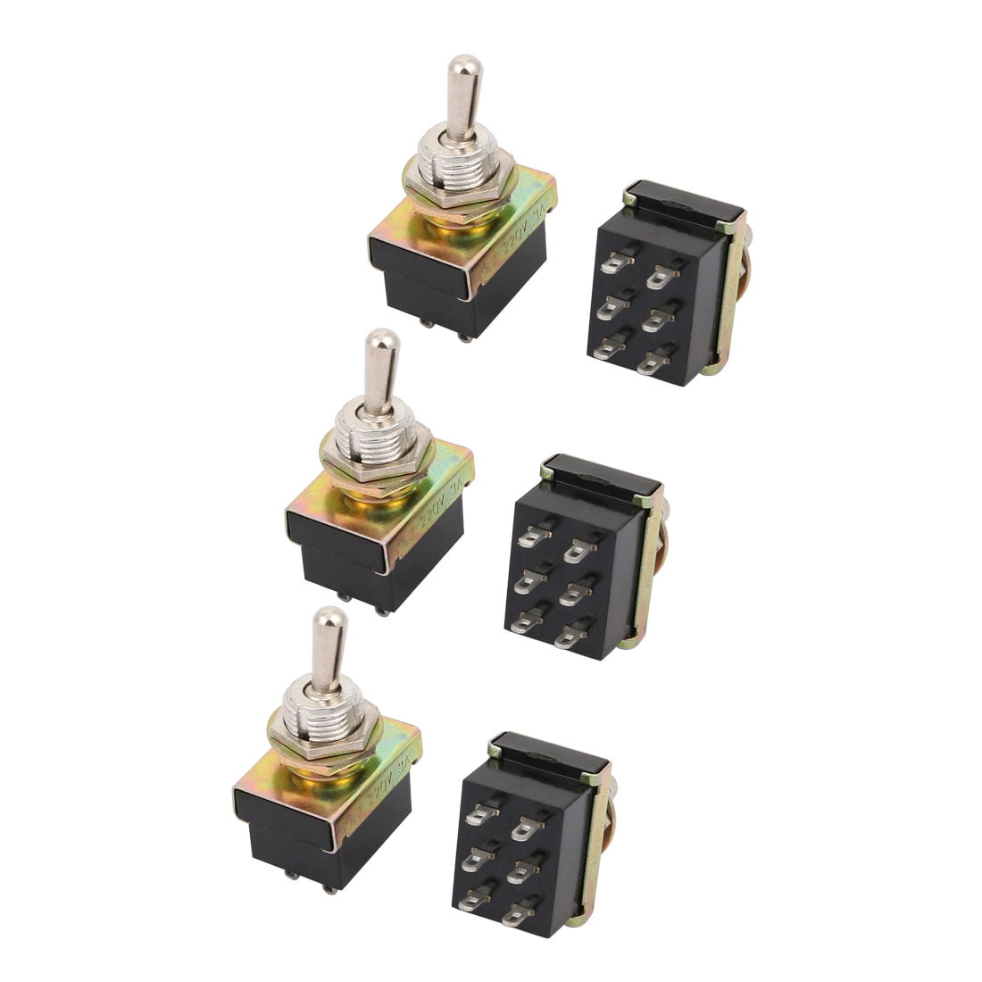 6pcs KN33 220V 3A DPDT ONOFF 2 Positions 6P Latching Toggle Switch