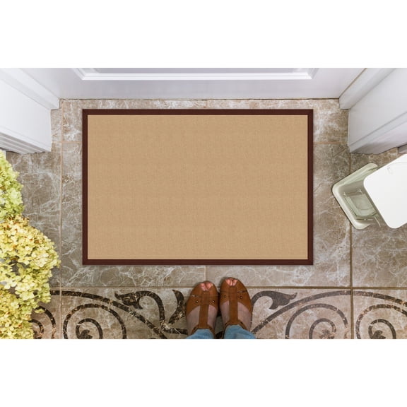 Contemporary Home Living 1.75' x 2.75' Tufted Solid Bordered Area Throw Rug - Beige and Brown