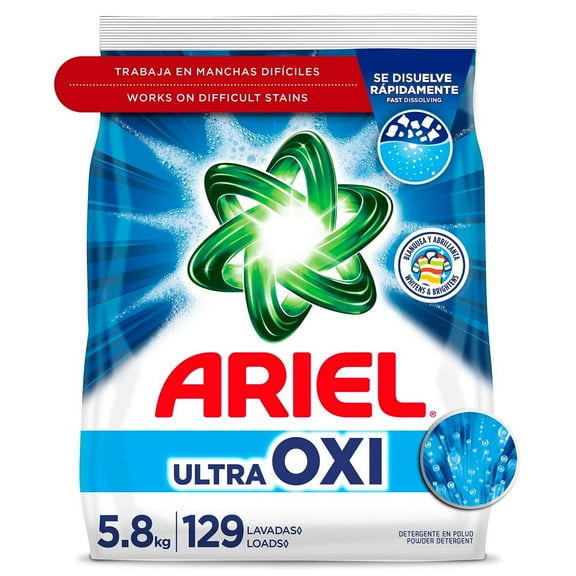 Ariel Ultra Oxi Powder Laundry Detergent, Original, 129 Loads, 205 Ounce