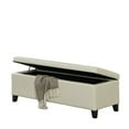 thumbnail image 3 of Benjara Elias Storage Ottoman Bench, Detailed Ivory Faux Leather, 51 Inch, 3 of 5