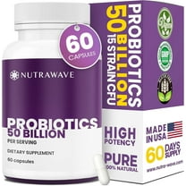 Nutra Wave Daily Probiotic 50 Billion, 15 Strain Formula for Adult Digestive and Immune Support, 60 Count Capsules
