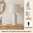 thumbnail image 3 of Oneach Modern Ceramic Table Lamp Set of 2 for Living Room Bedroom 24.5" Contemporary White Nightstands Bedside Lamps, 3 of 12