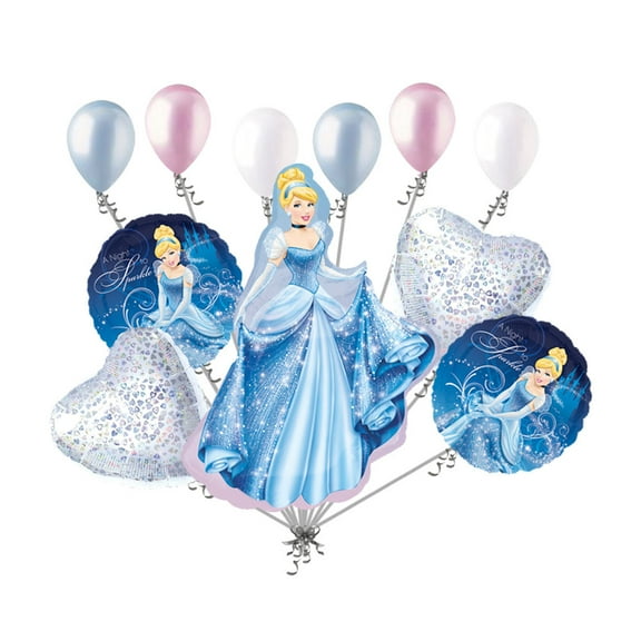 11 pc Cinderella Sparkles Balloon Bouquet Decoration Disney Princess Birthday