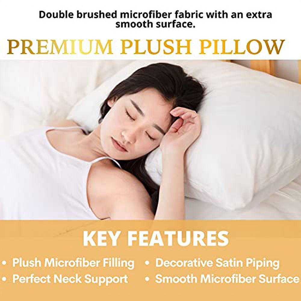 Casa Platino Pillows Standard Size Set of 4 – Soft & Medium Standard Bed Pillow, Luxury Sleep Quality, Easy to Clean, Ideal for Neck Support