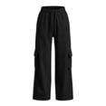 thumbnail image 5 of TRUNZI Sweatpants for Women Wide Leg Baggy Stretchy High Waist Tummy Control Drawstring Casual Joggers with Side Flap Pockets,Black,Size M, 5 of 9