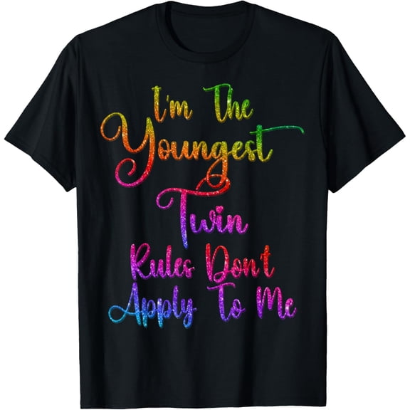 Youngest Twin Shirt Birthday Sibling Funny Twins Matching T-Shirt