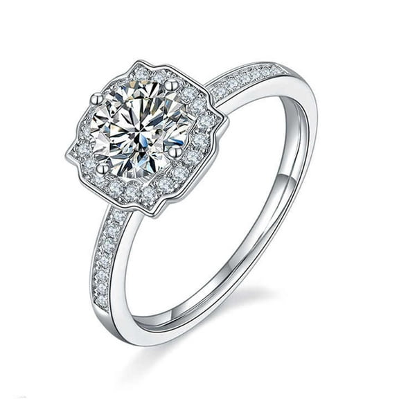Solitaire With Accents Halo Engagement Rings 1.9 Ct Round Brilliant Cut Diamond 14K White Gold Over
