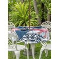 thumbnail image 3 of Outdoor Tablecloth with Umbrella Hole for Patio/Picnic/Party/Camping, Farmhouse Wildflowers Waterproof Table Cloth Round Cover Washable, Spring Watercolor Floral Pigs Blue (Dia 54"), 3 of 9