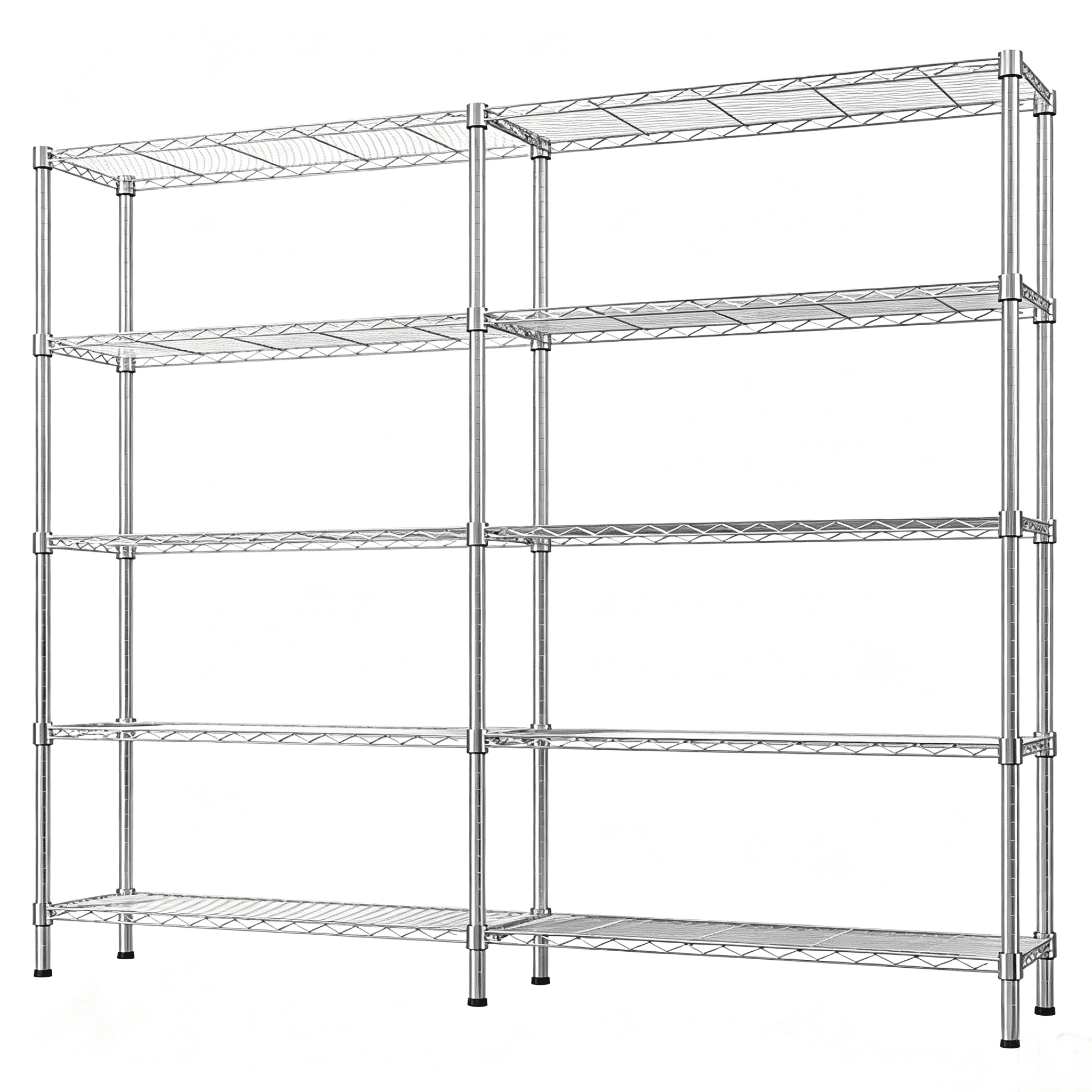 5-layer double row, freely adjustable layer spacing, with adjustable feet, display stand, iron, 147*35*180cm, chrome-plated