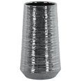 thumbnail image 1 of Urban Trends Collection 45723 Ceramic Round Vase with Combed Design Body, Electroplated & Silver - Large, 1 of 2