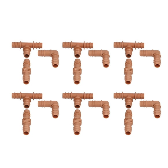 Kit de accesorios de riego, conector de acoplamiento de púas de agua marrón para tuberías de 16mm, 18 Uds.