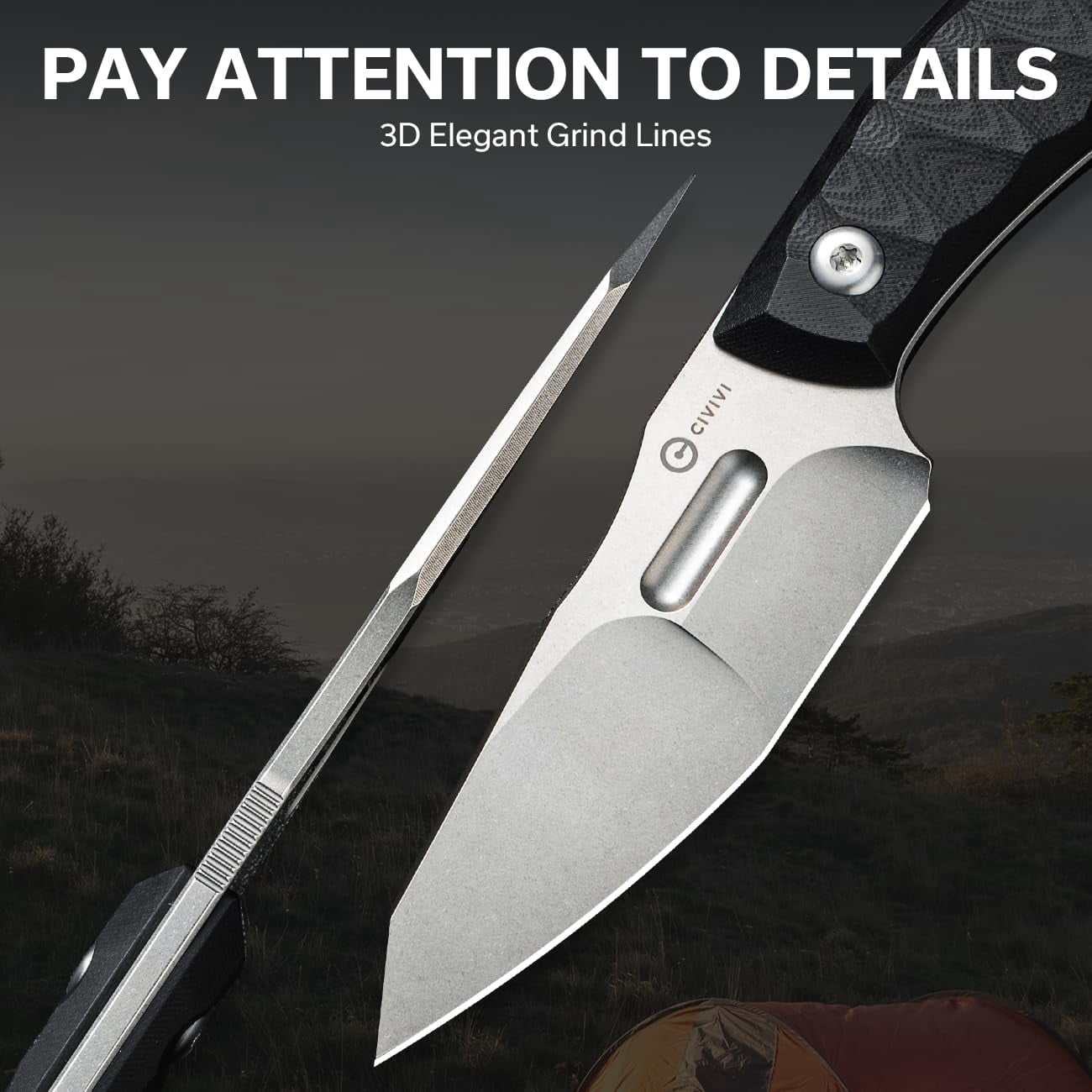 CIVIVI Fixed Blade Knife with Kydex Sheath, T-clip, Lanyard for Outdoor Carry, Propugnator Knife PG KNIVES Designed, 4.15" D2 Blade G10 Handle C23002-1