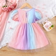 thumbnail image 3 of Vedolay Girls Summer Short Sleeve Crew Neck Colorful Tulle Princess Dress,Pink 18-24 Months, 3 of 5