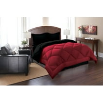 Reversible Down Alternative Comforter, Medium Weight Bedding for All Season Hypoallergenic-Full/Queen, Black/Burgundy