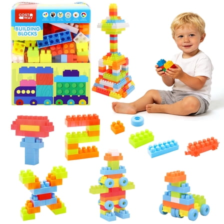 Gymax 150 Pcs Toddler Building Blocks Toy Stacking Block Set for 3  Boys & Girls