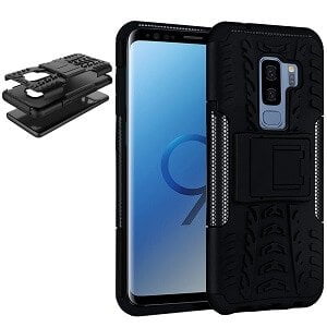 Samsung Galaxy S9 Plus Black Heavy Duty Tough Kickstand Shockproof Rugged Case Cover