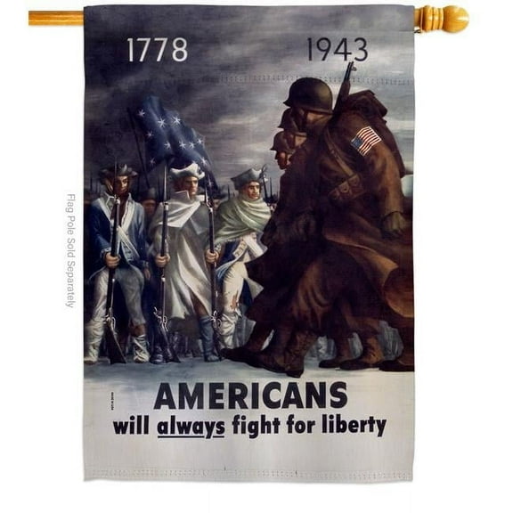 US Brotherhood H183038-BO 28 x 40 in. Always Fight for Liberty House Flag with Armed Forces Veterans Double-Sided Decorative Vertical Flags Decoration Banner Garden Yard Gift