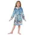thumbnail image 6 of FORMRS Niños Bathrobe Unisex Hooded Robe Soft Plush Pajamas Sleepwear, Size 2-3T, Crystal Ocean, 6 of 7
