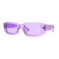 thumbnail image 2 of Womens Pop Color Rounded Mod Narrow Rectangle Plastic Sunglasses Purple, 2 of 4
